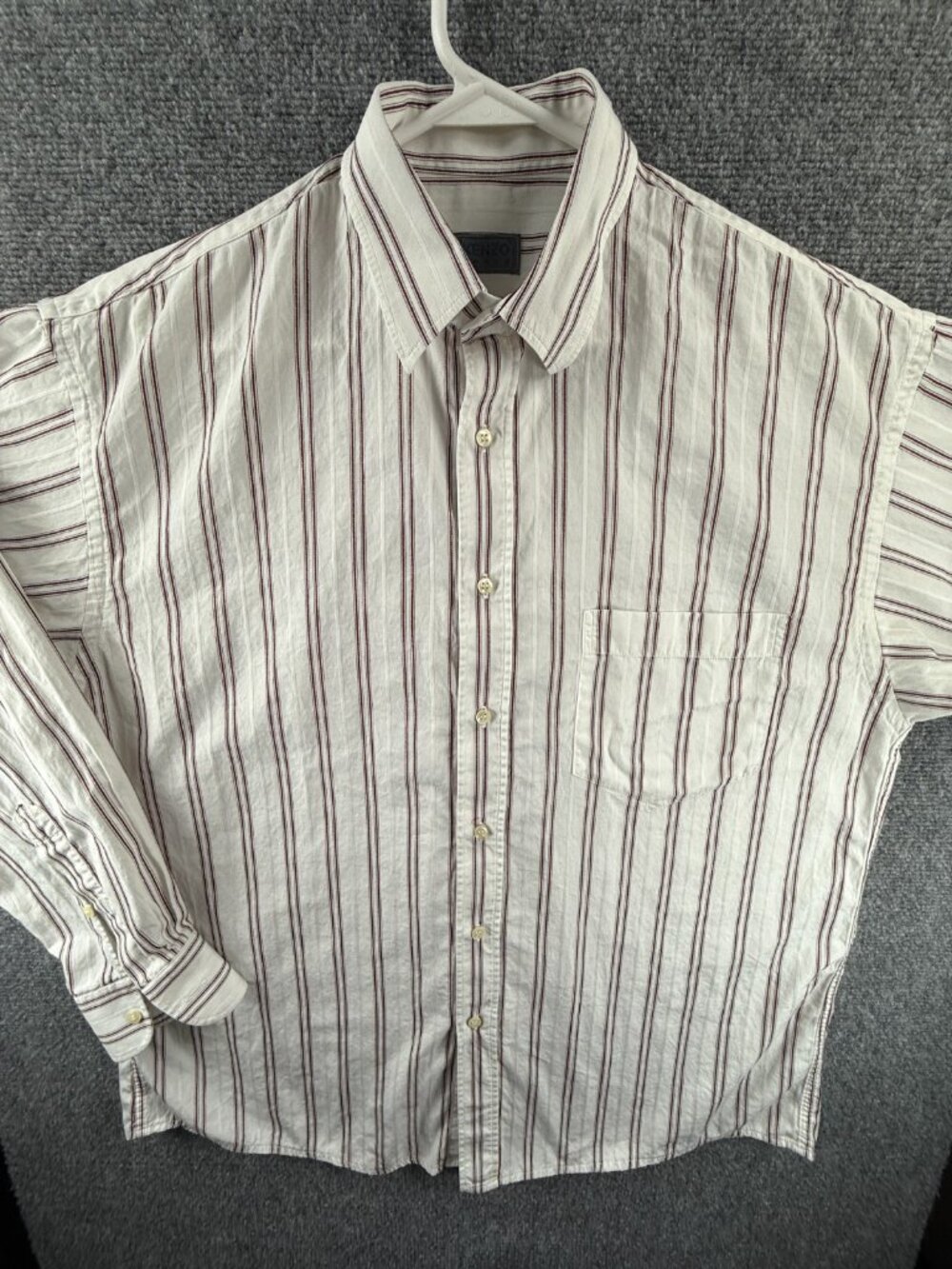 Kenzo XL Point Paris Striped Red Men Long Sleeve Button Up Pocket Shirt Adult